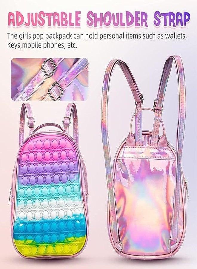 Prisma Collections Pop It Ba,g Fully Silicon Casual Backpack, Girls Unicorn Mini Ba,g, Girls/Kids Birthday Gift Party Favors Picnic with Adjustable Strap, Pop It Fidget Toy Ba,g, Aqua Blue_P - Image 3